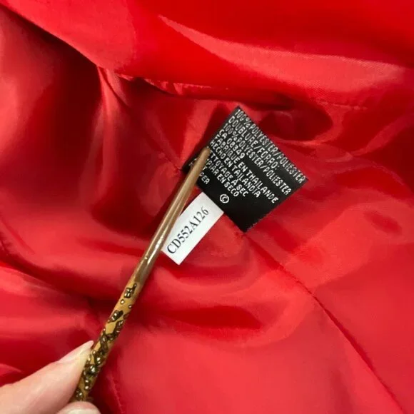 Kasper Blazer Women 6P Red Open Front Lined Shoulder Pads Preppy Office Holiday - Picture 5 of 8